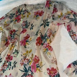 Loft iridescent floral sheer top